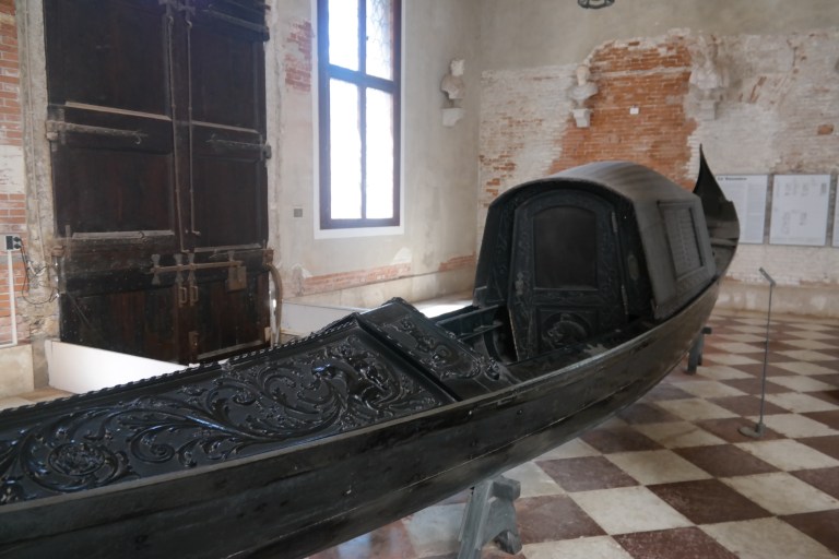 A beautiful, old gondola from the 18th century.